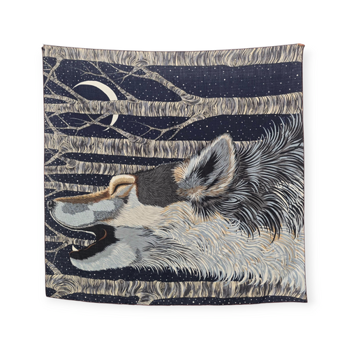 Awooo Alice Shirley 100 x 100 cm Blue Scarf in Cashmere
