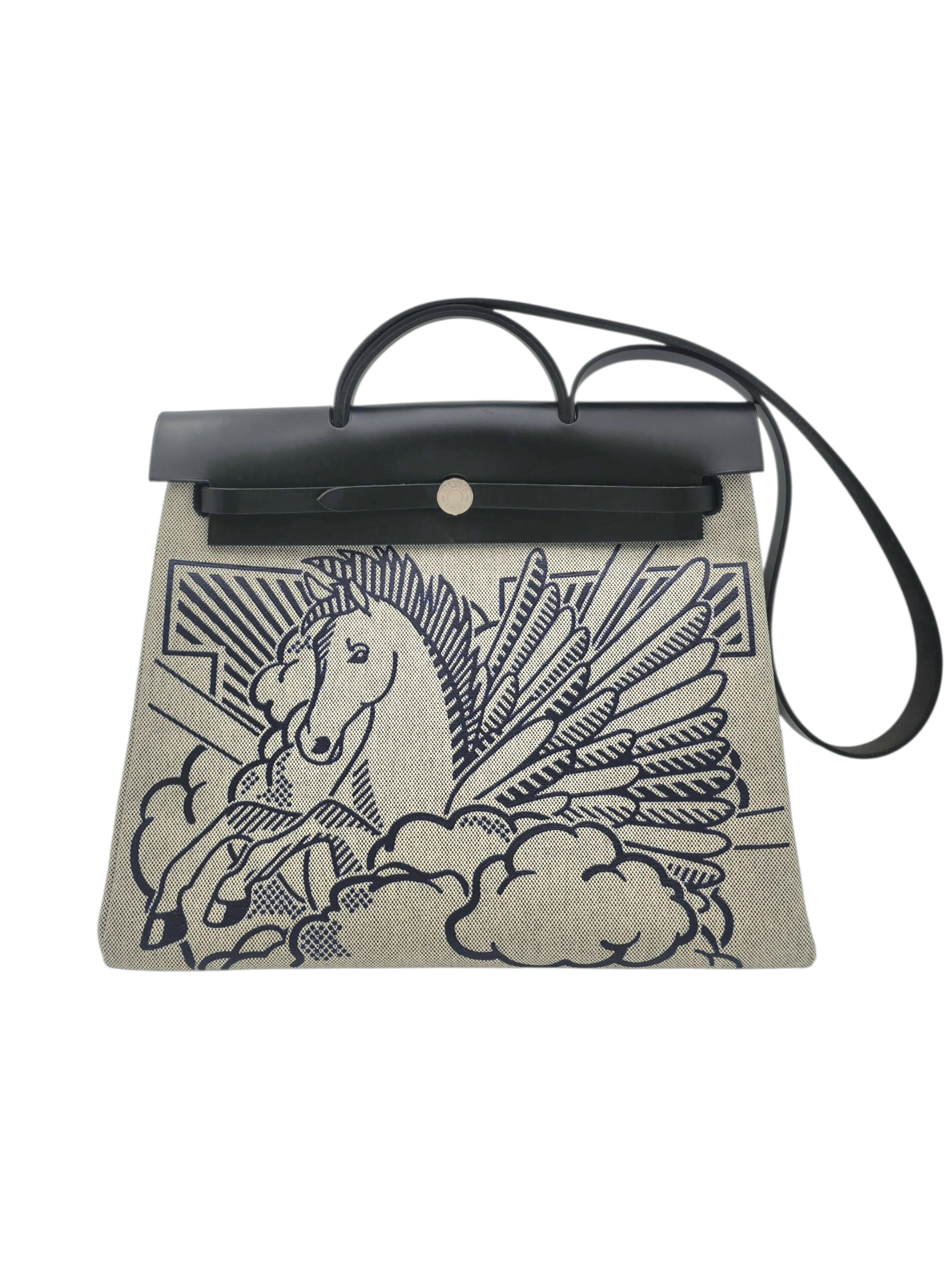 Hermès Limited Edition Herbag Pegasus 39 Beige in Toile, Palladium hardware_1