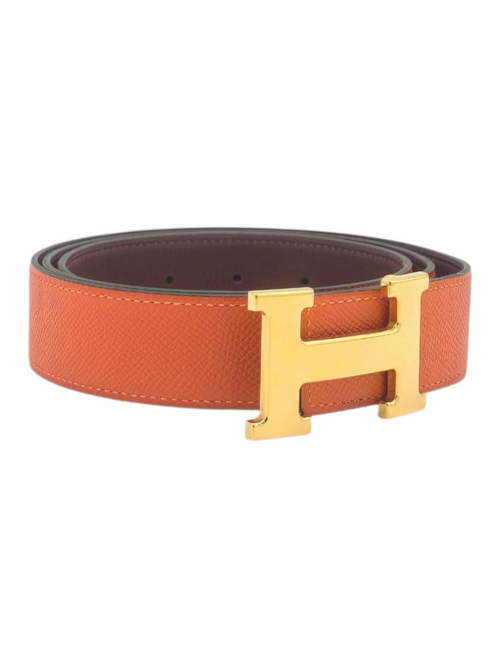 Constance H 32mm/110cm Orange/Rouge H Reversible Belt in Epsom/Swift, Gold hardware AC2509-00266FR 1