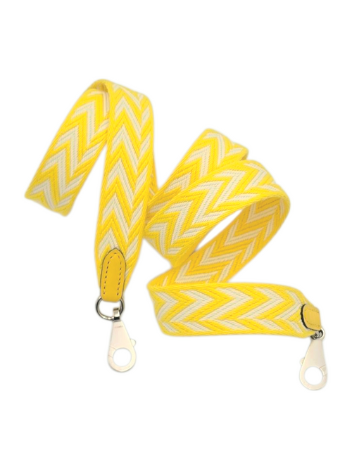 Sangle Zigzag 25 Jaune Citron / Blanc Bag Accessory in Toile, Palladium hardware