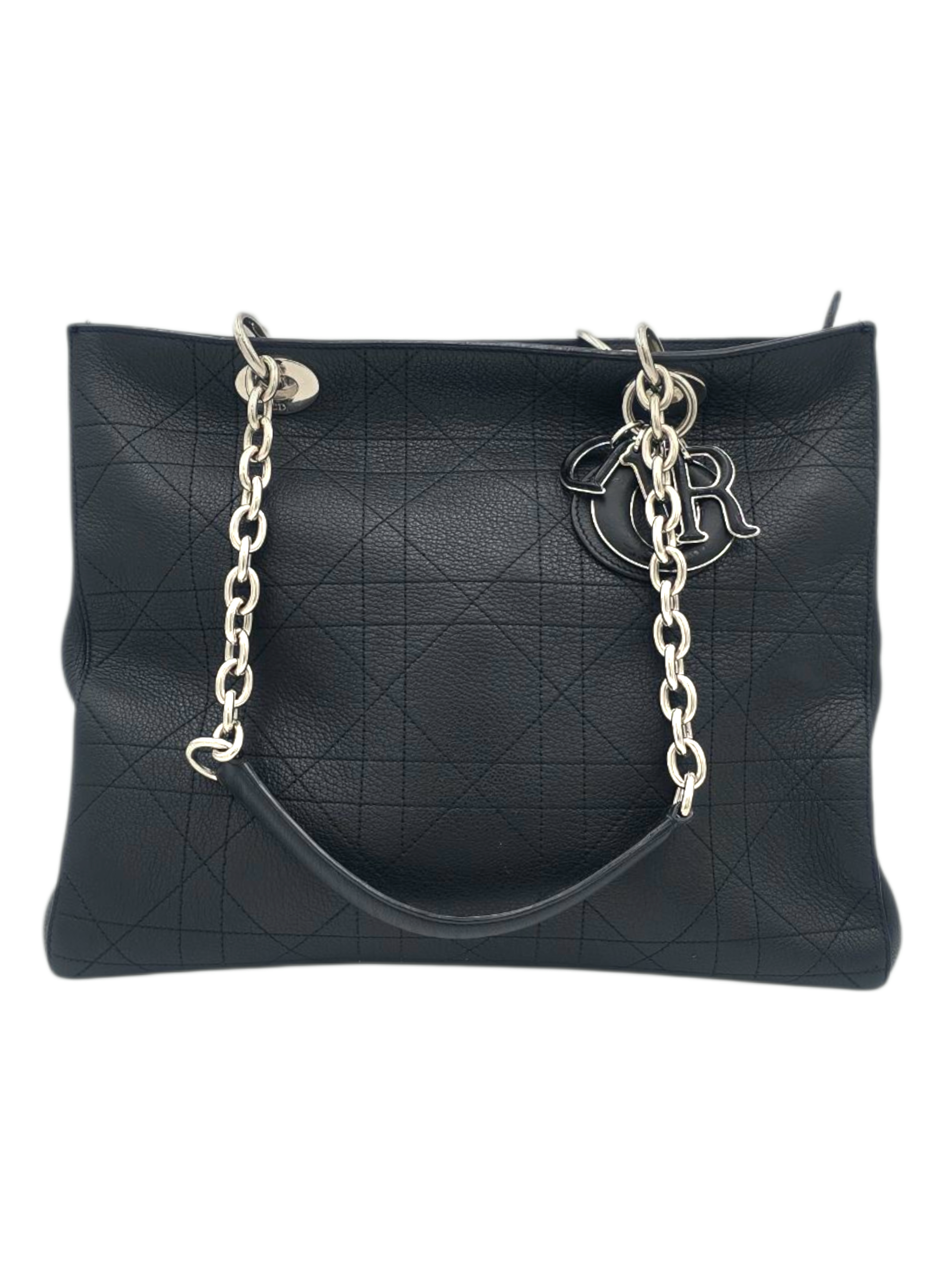Ultradior Large Black Shoulder Bag in Calfskin, Silver hardware