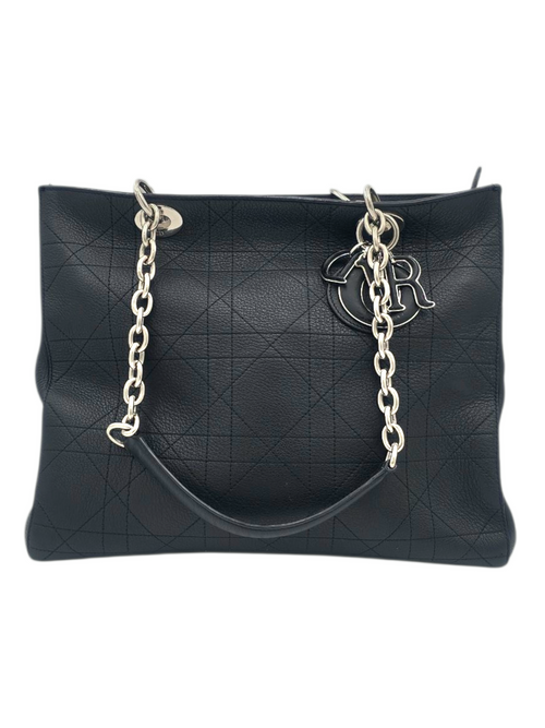 Ultradior Large Black Shoulder Bag in Calfskin, Silver hardware