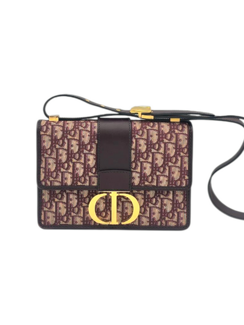 Montaigne 30 Shoulder Bag Large Maroon in Jacquard, Gold hardware