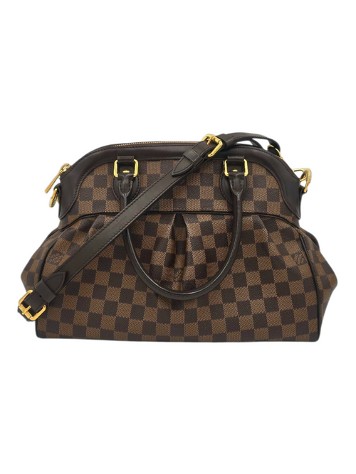 Trevi Top Handle Bag PM Brown in Damier Ebene canvas, Gold hardware