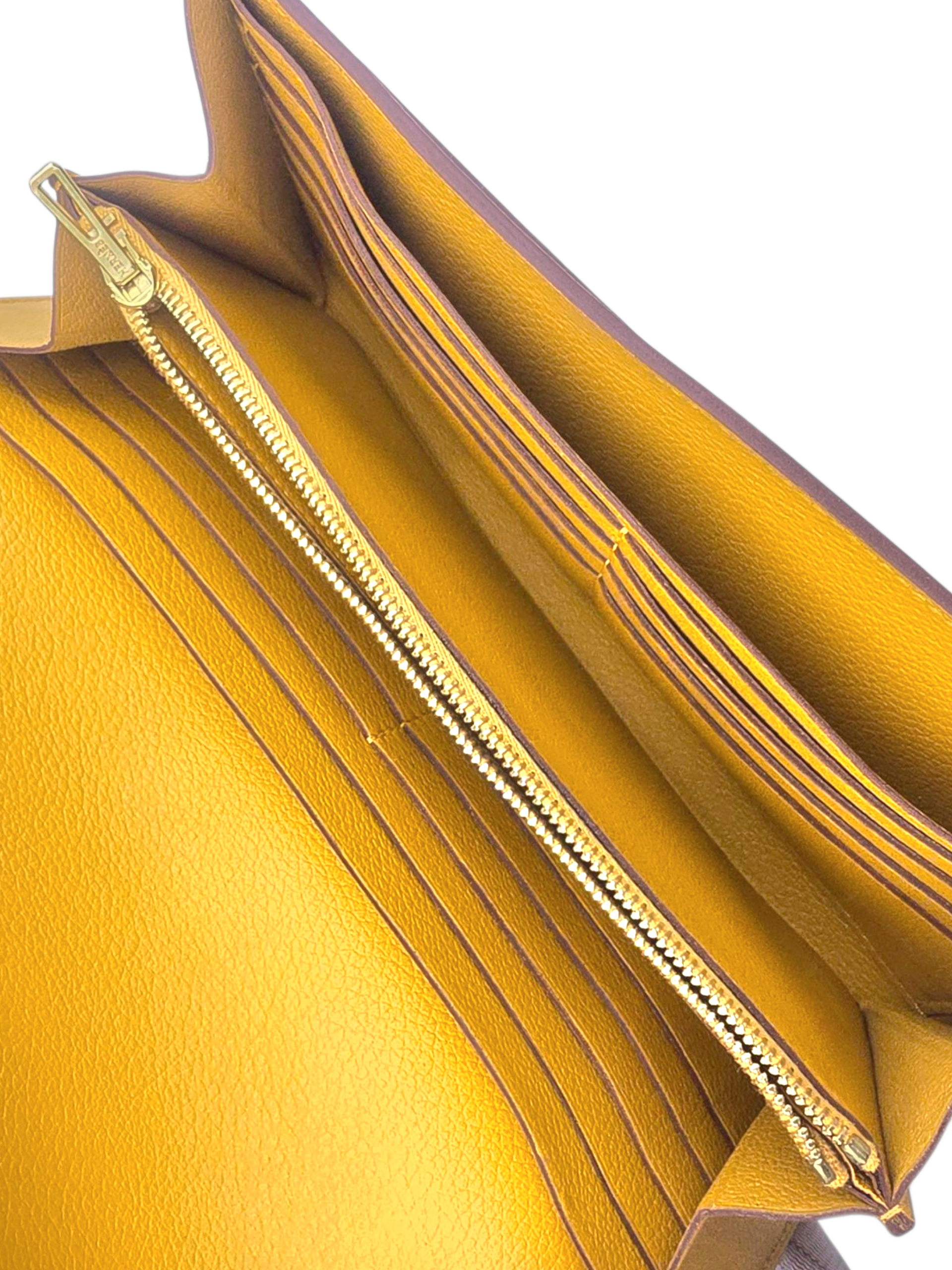 Constance Wallet Long Yellow in Clemence, Gold hardware