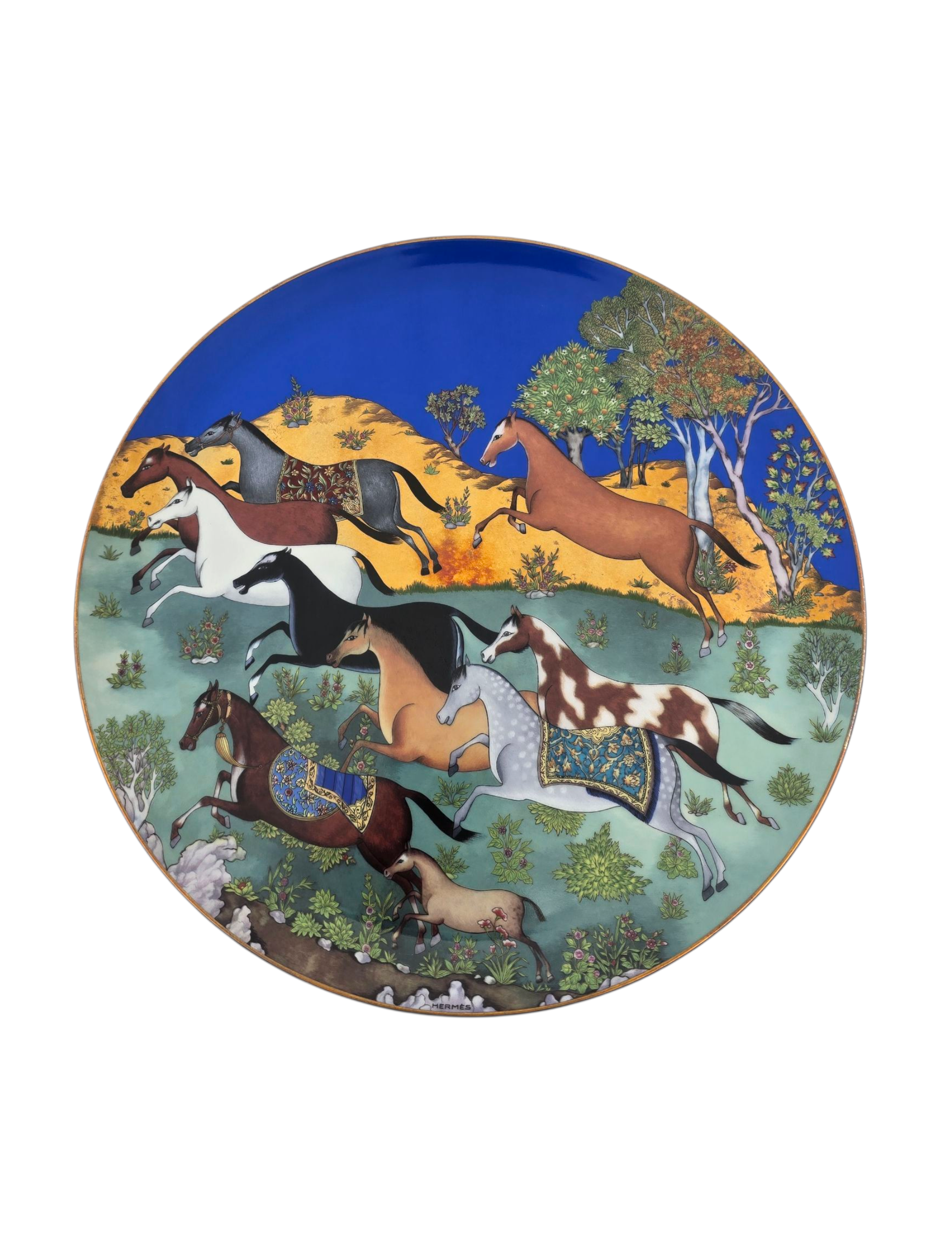 Cheval D'Orient Tart Platter Blue Tableware in Ceramic