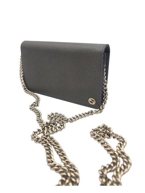 Betty Grey Wallet On Chain in Calfskin, Silver hardware