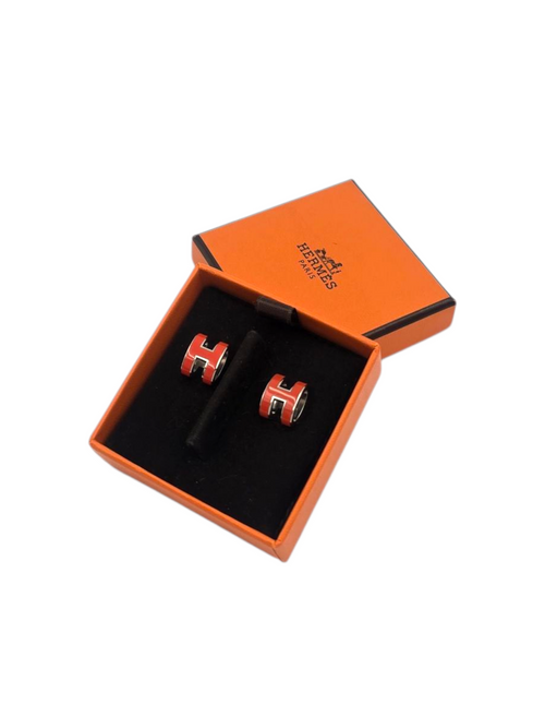 Pop H Earrings Mini Orange in Palladium,  hardware