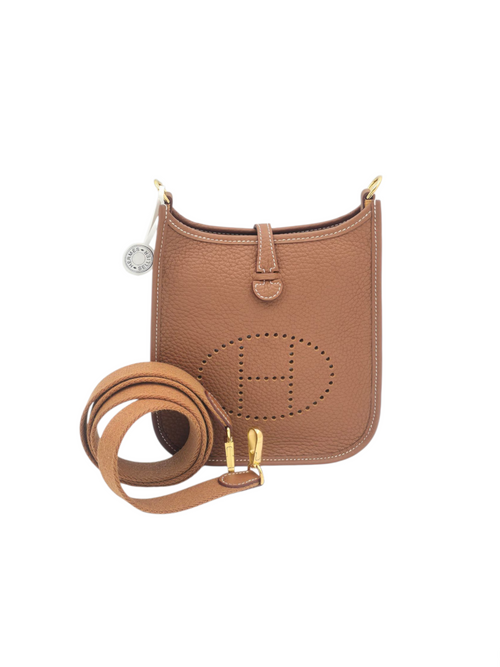 Evelyne Mini Gold in Clemence, Gold hardware