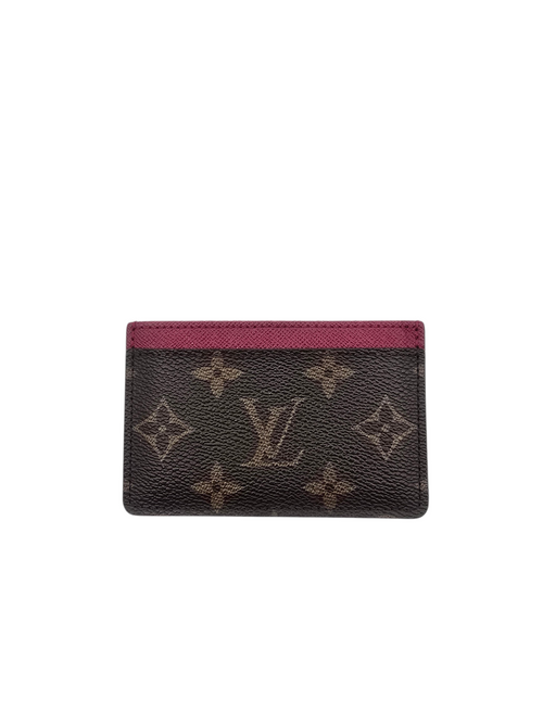 Porte Carte Card Holder Brown in Monogram Coated Canvas,  hardware