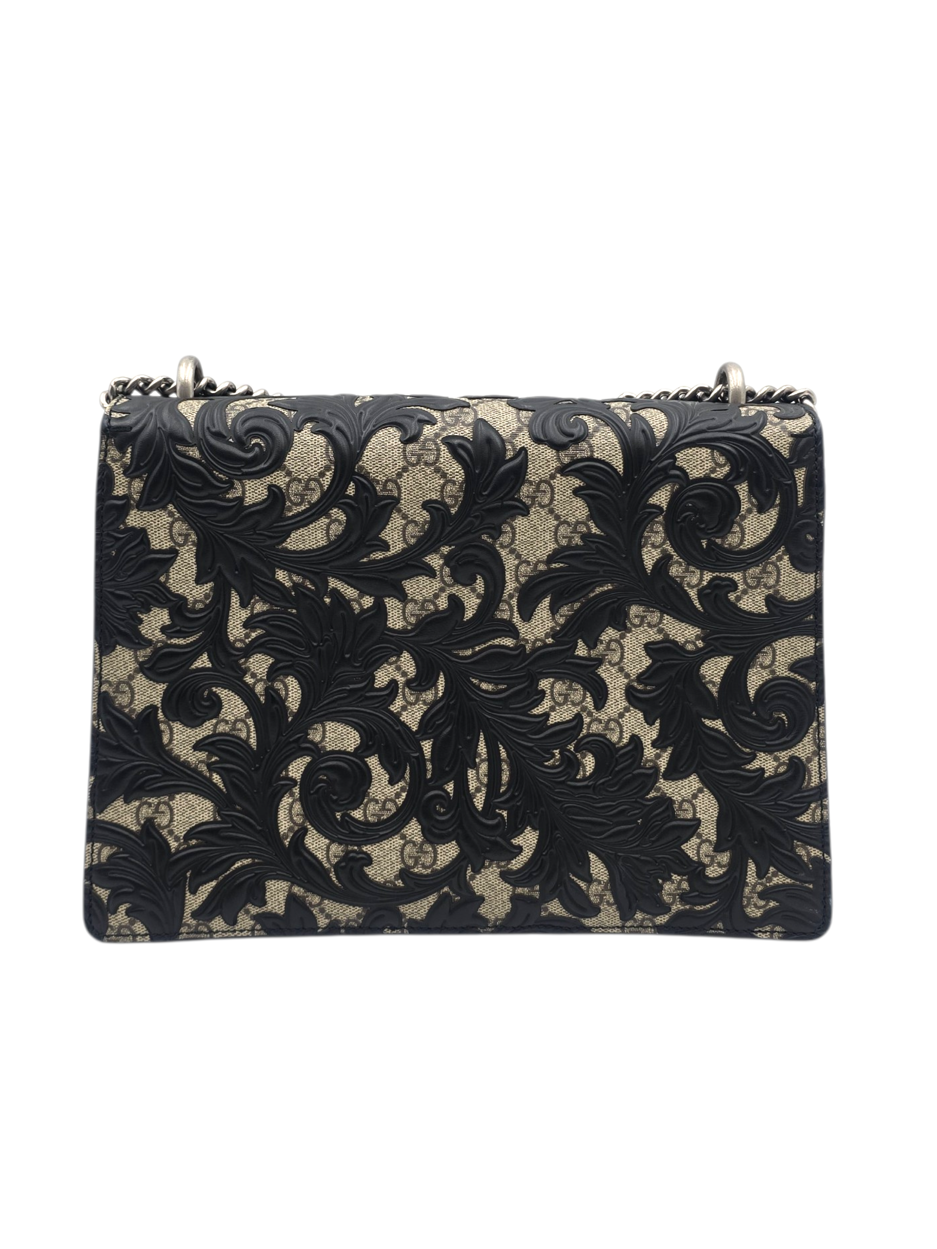 Dionysus Arabesque GG Supreme Medium Blue Shoulder Bag in Canvas, Silver hardware