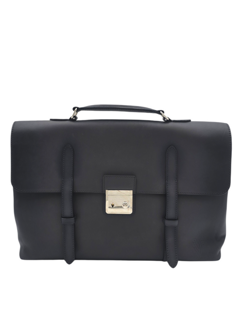 Cartable Briefcase Black Messenger in Calfskin, Silver hardware