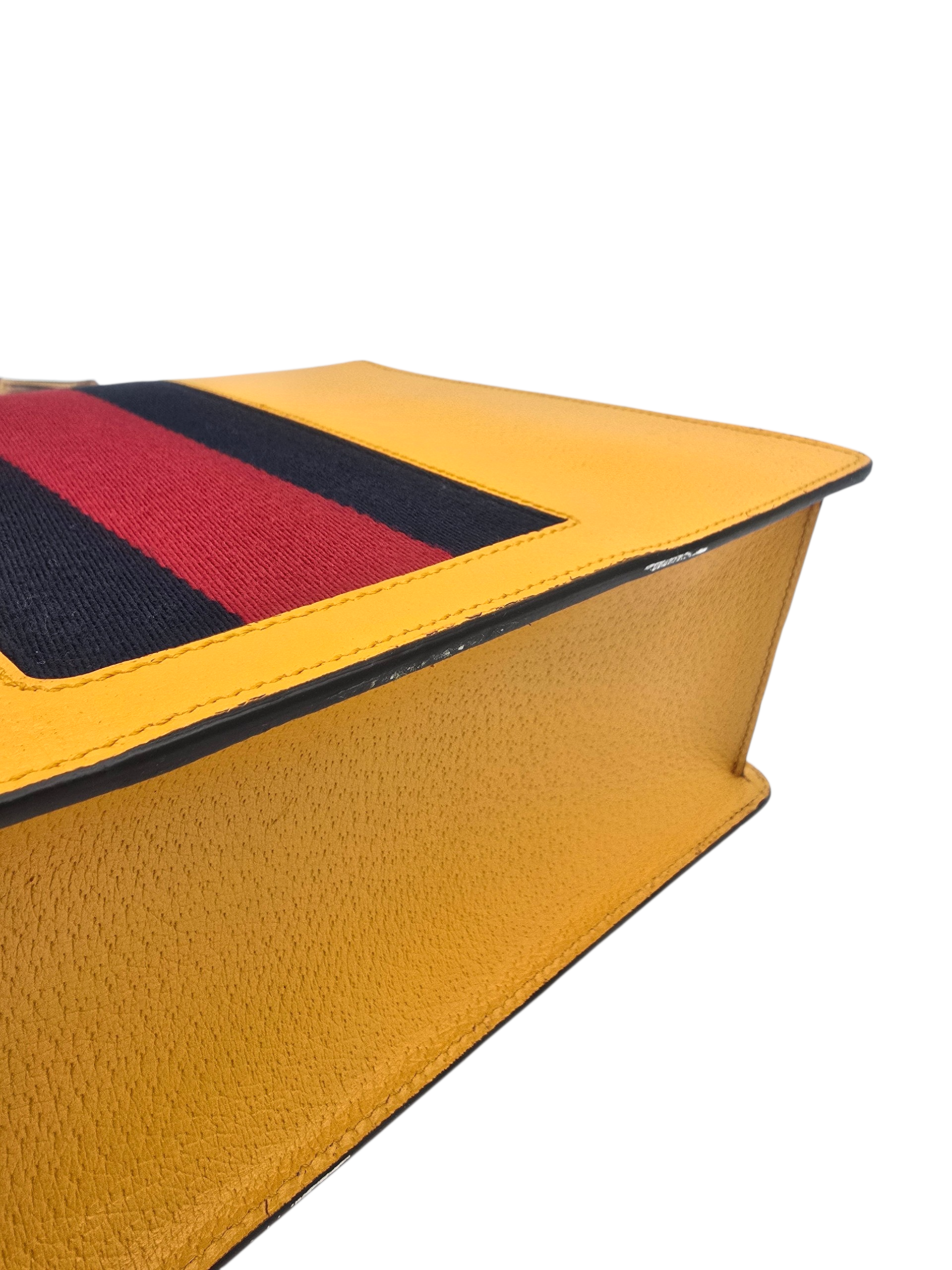 Falena Moth Bamboo Satchel Yellow Top Handle Bag in Calfskin, Brushed Gold hardware