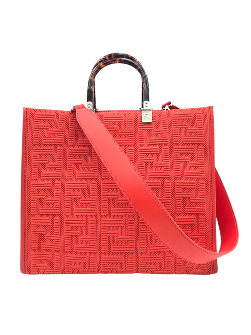 Zucca Medium Orange Top Handle Bag in Canvas, Silver hardware