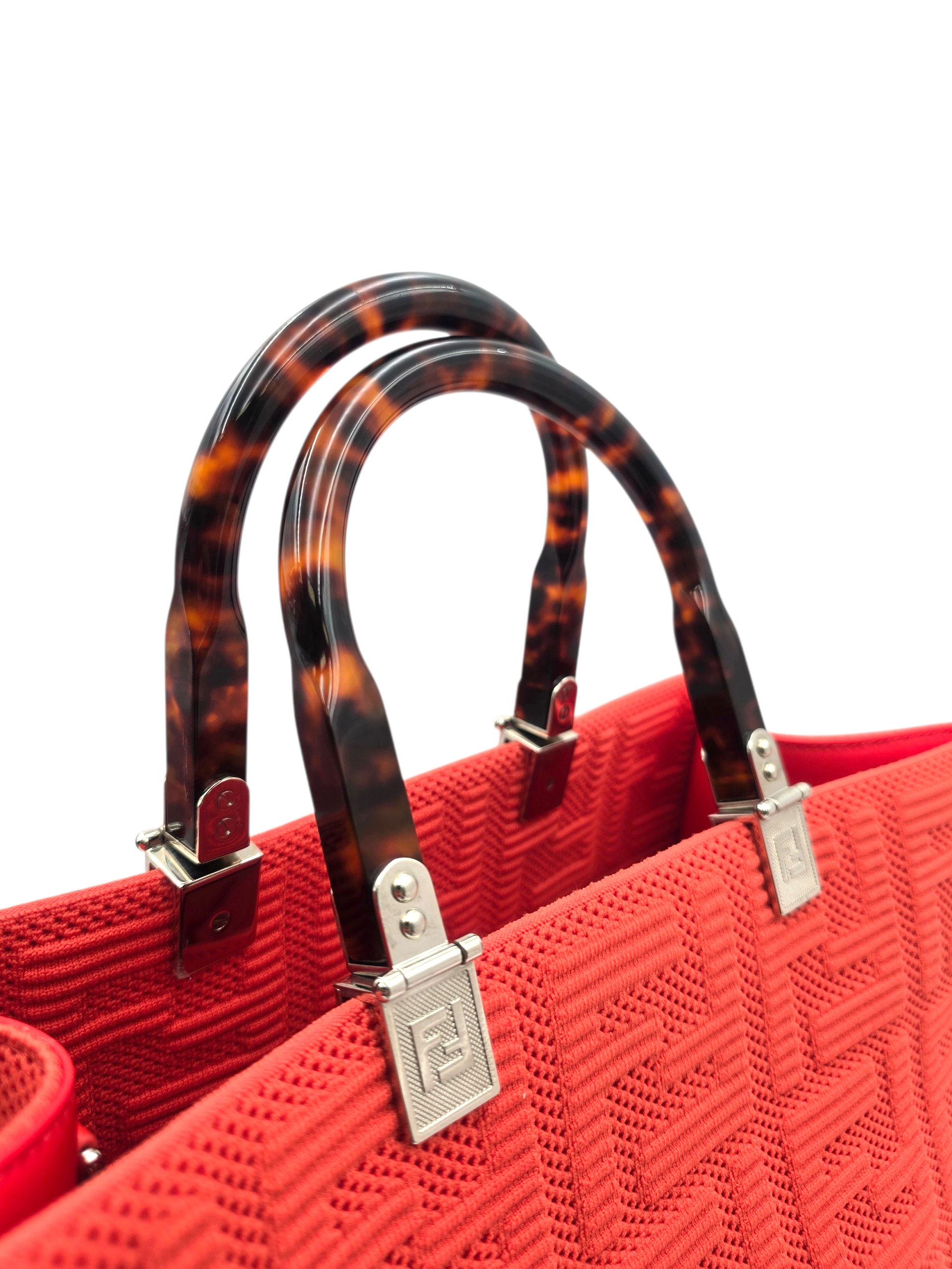 Zucca Medium Orange Top Handle Bag in Canvas, Silver hardware