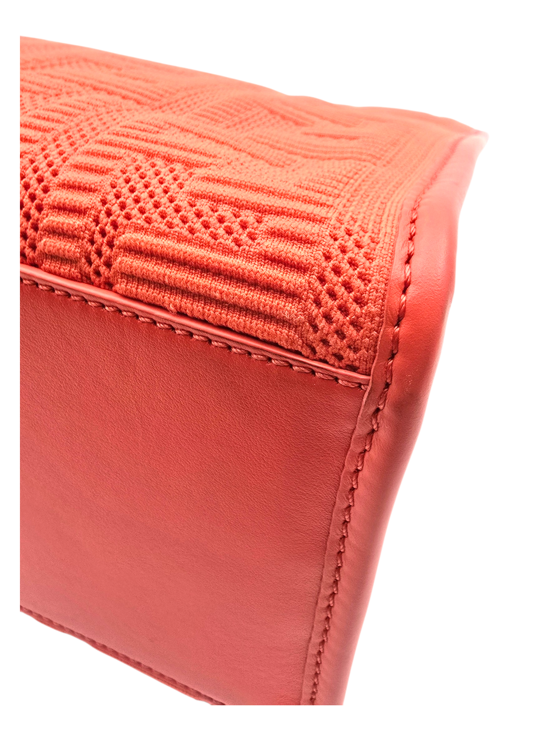 Zucca Medium Orange Top Handle Bag in Canvas, Silver hardware