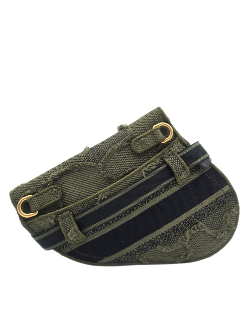Saddle Green Belt Bag in Canvas, Gold hardware