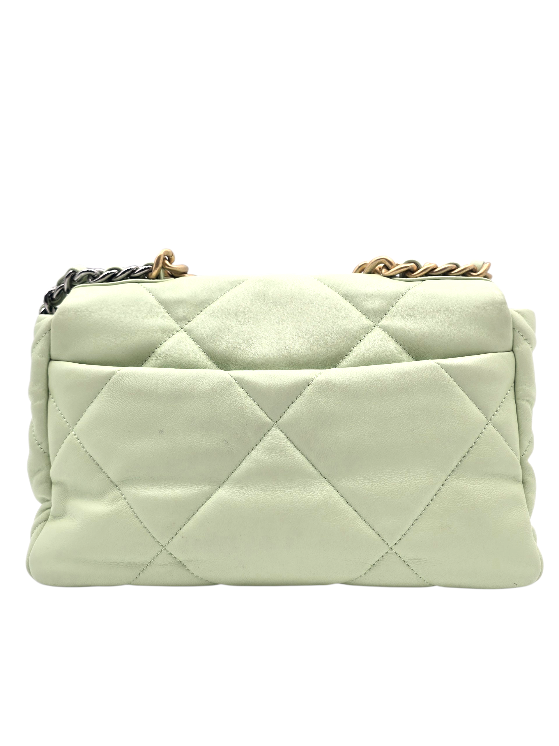 Chanel 19 Small Mint Shoulder Bag in Lambskin, Gold hardware