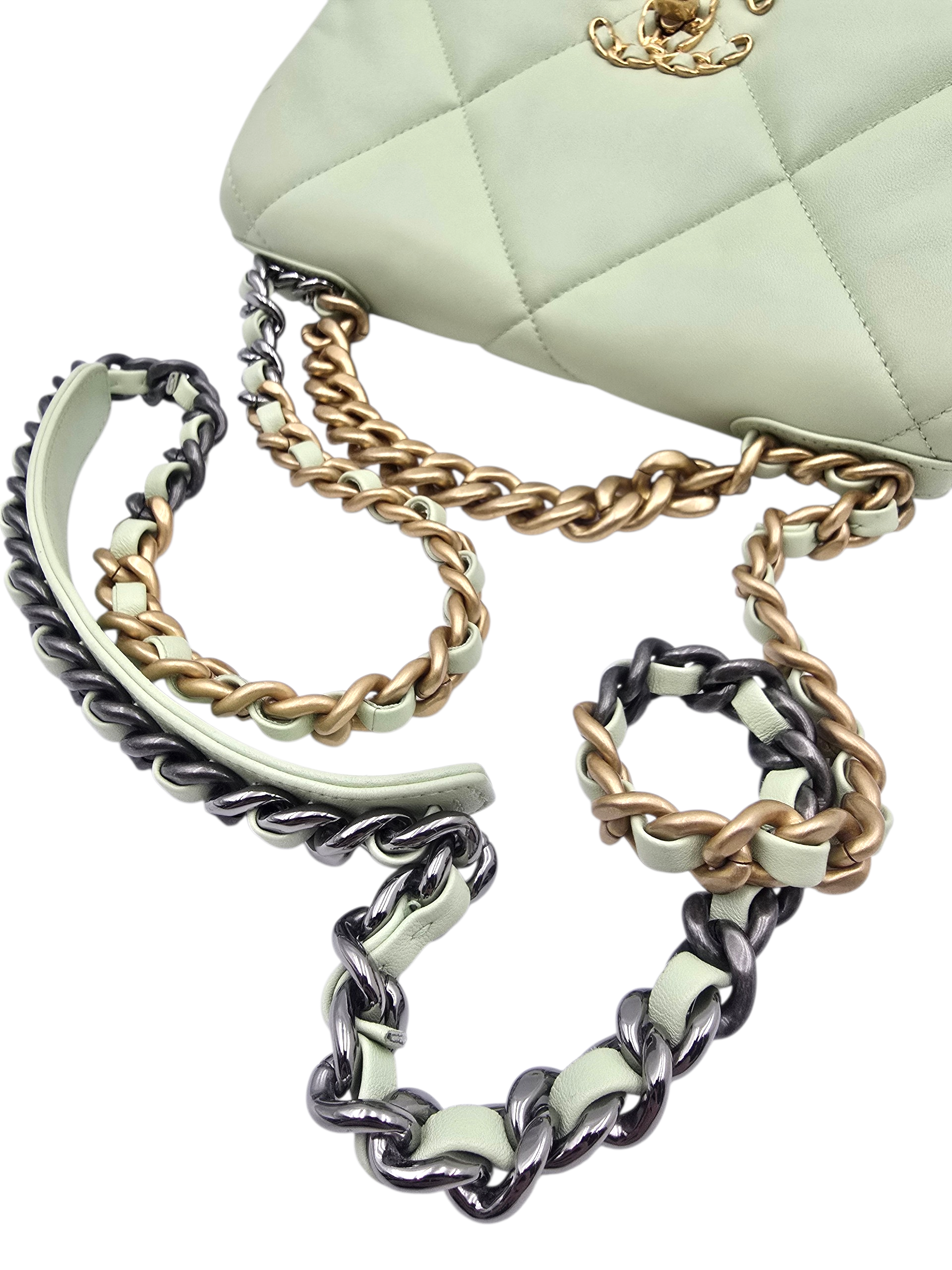Chanel 19 Small Mint Shoulder Bag in Lambskin, Gold hardware