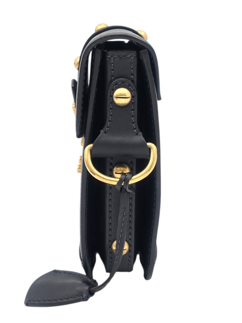 DiorAddict Black Shoulder Bag in Calfskin, Gold hardware