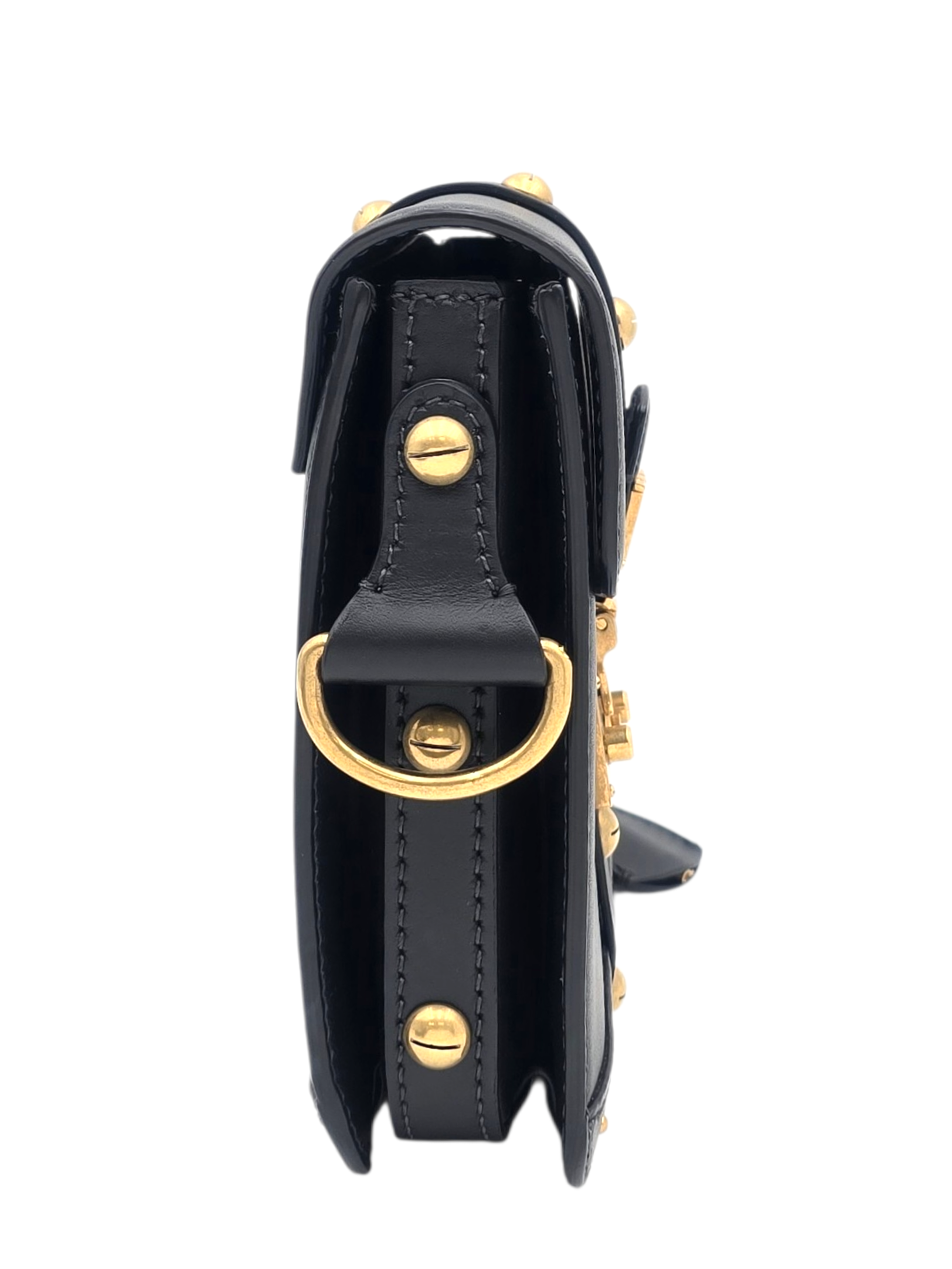 DiorAddict Black Shoulder Bag in Calfskin, Gold hardware
