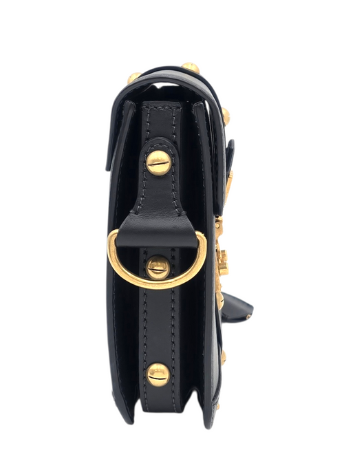 DiorAddict Black Shoulder Bag in Calfskin, Gold hardware