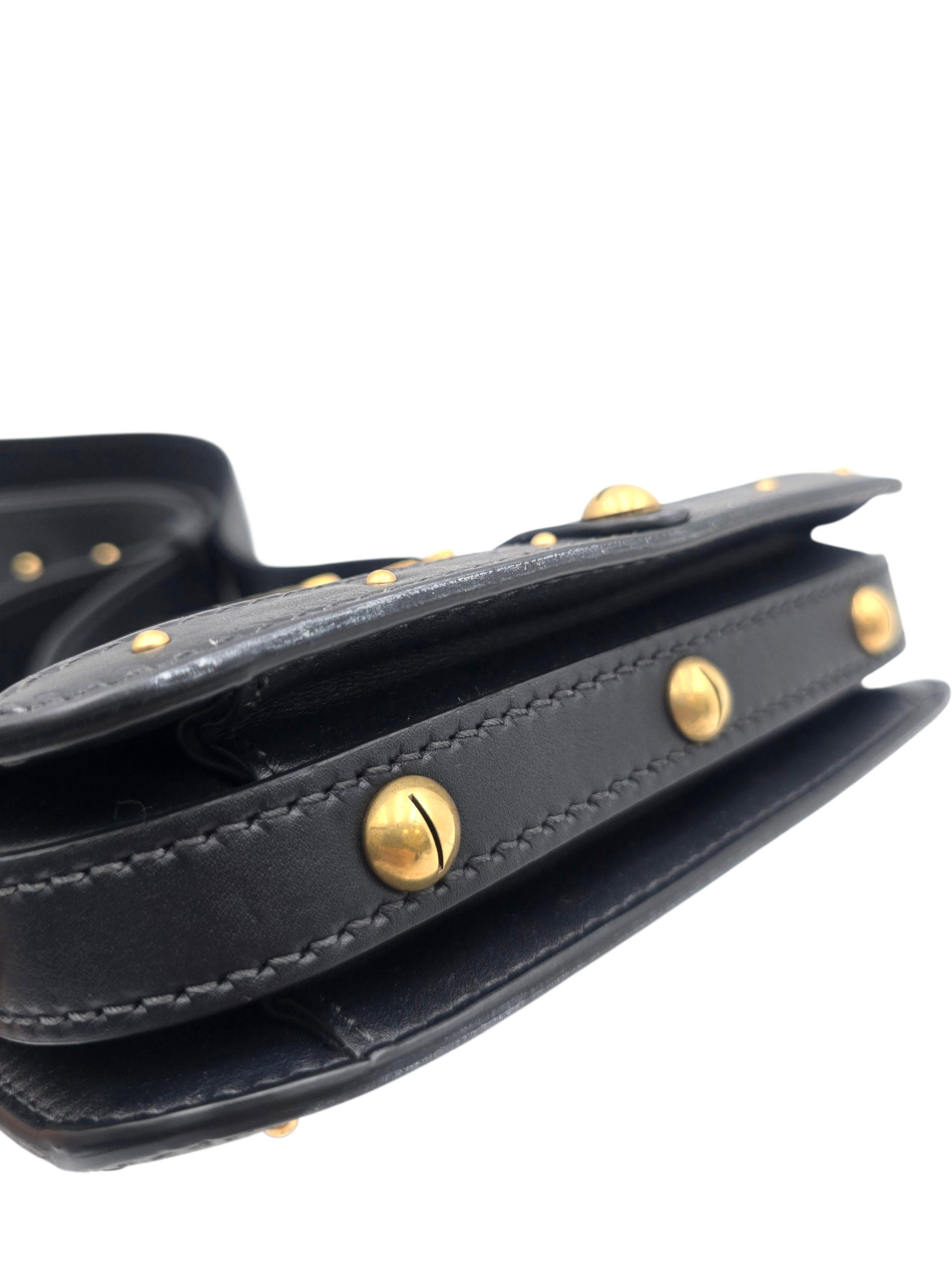 DiorAddict Black Shoulder Bag in Calfskin, Gold hardware