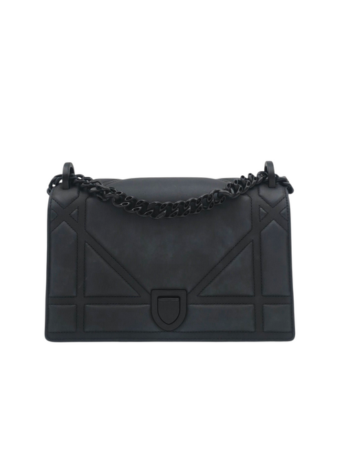 Diorama Black Shoulder Bag in Calfskin, Black Metal Chain hardware