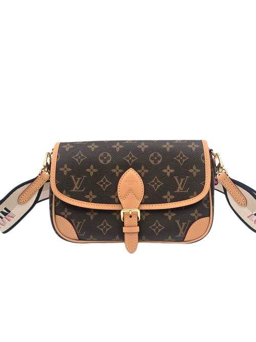 Diane Brown Shoulder Bag in Monogram Coated Canvas