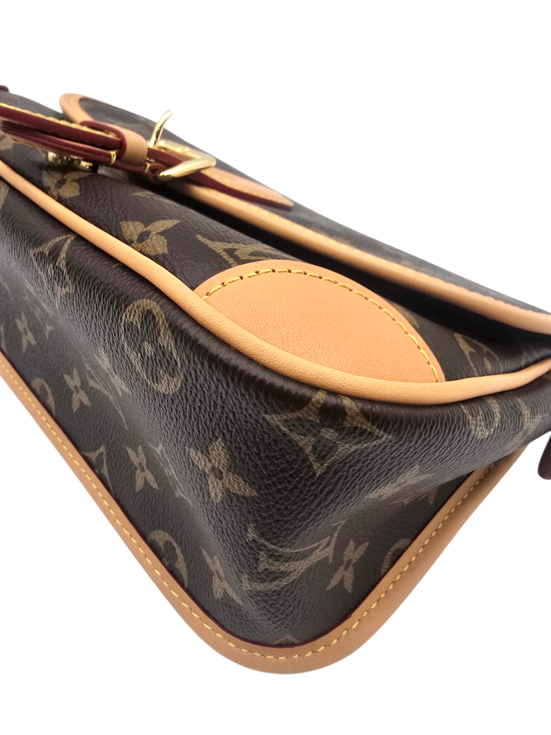 Diane Brown Shoulder Bag in Monogram Coated Canvas