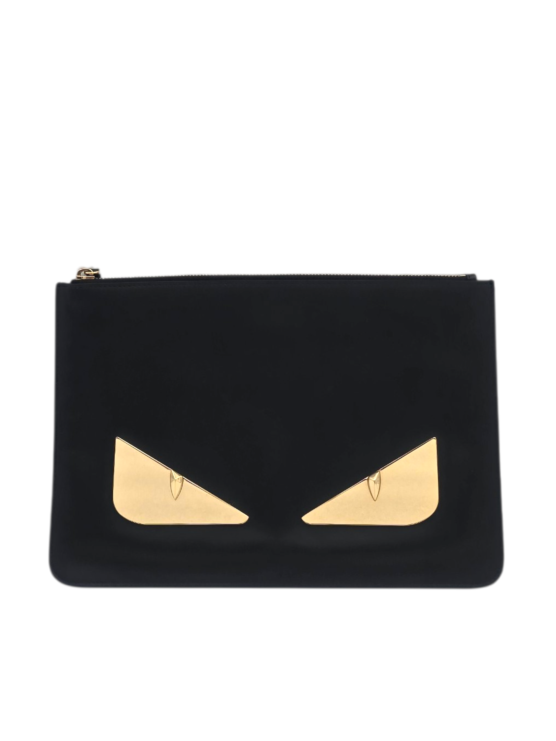 Monster Black Clutch in Calfskin, Gold hardware