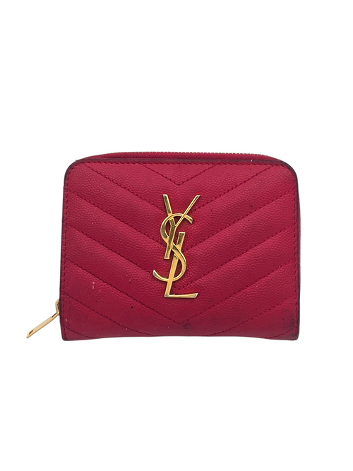 Chevron Monogram Fuchsia Wallet in Calfskin, Gold hardware