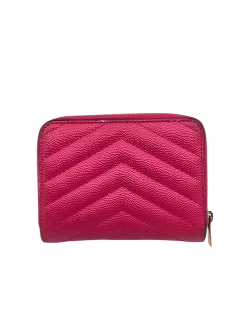Chevron Monogram Fuchsia Wallet in Calfskin, Gold hardware