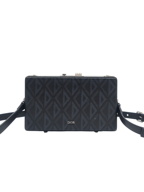 Lock case Mini Black Crossbody Bag in Canvas
