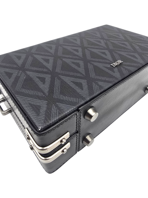Lock case Mini Black Crossbody Bag in Canvas