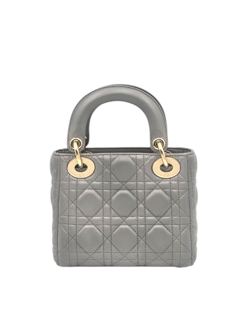 Lady Dior Mini Grey Shoulder Bag in Lambskin