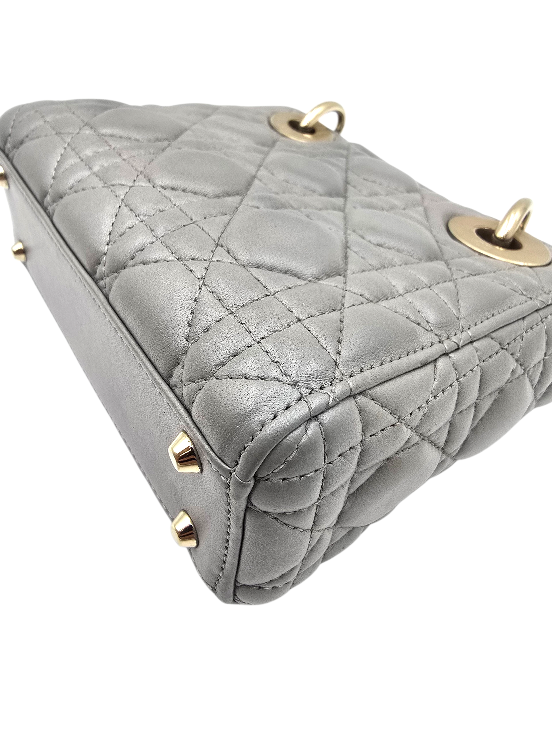 Lady Dior Mini Grey Shoulder Bag in Lambskin