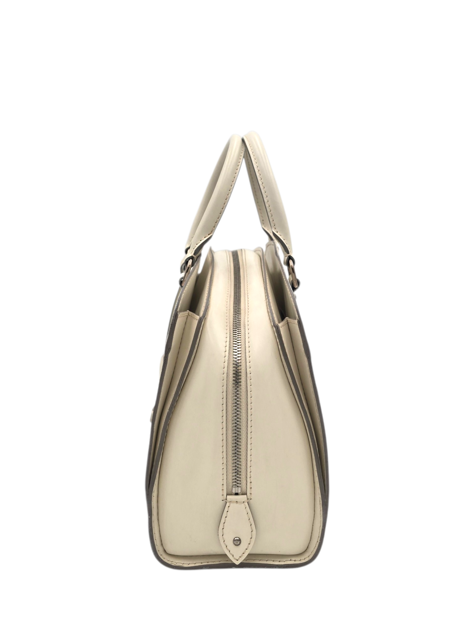 Pont Neuf White Top Handle Bag in Epi Leather, Silver hardware