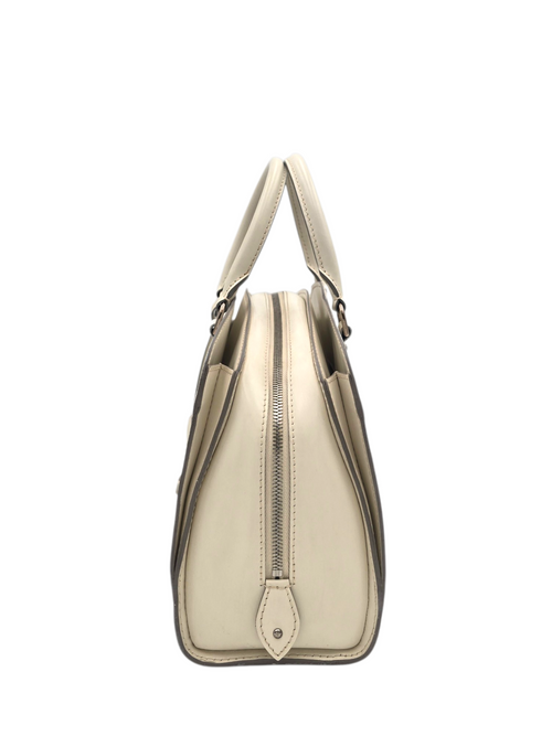 Pont Neuf White Top Handle Bag in Epi Leather, Silver hardware