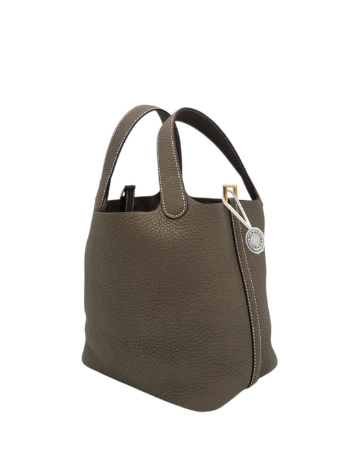 Picotin 18 Etoupe in Clemence, Gold hardware