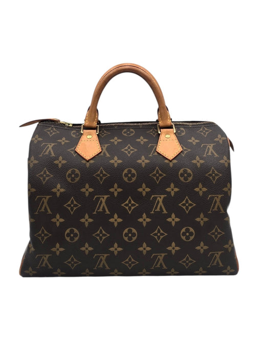 Speedy 30 Brown Top Handle Bag in Monogram Coated Canvas