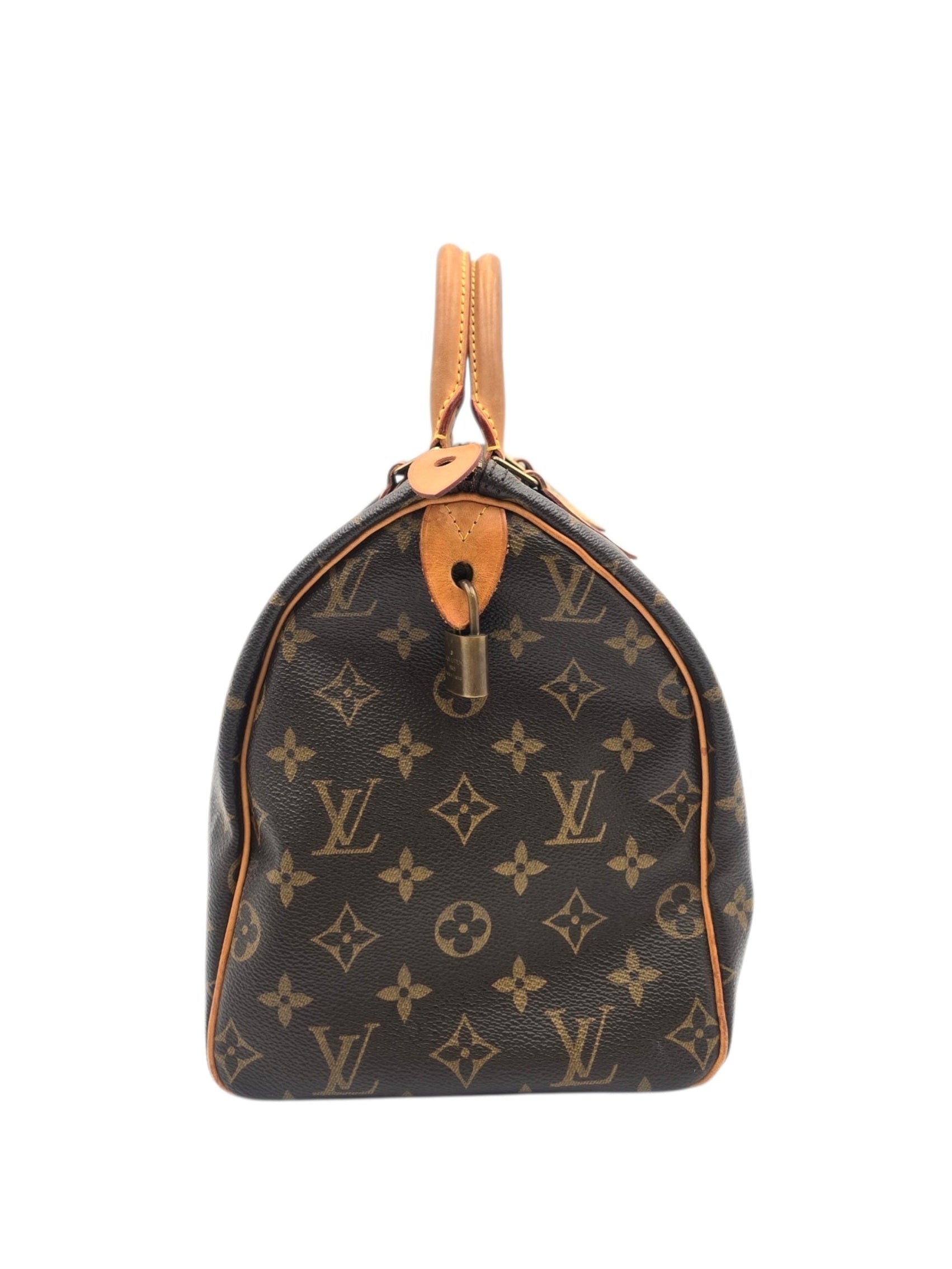 Speedy 30 Brown Top Handle Bag in Monogram Coated Canvas