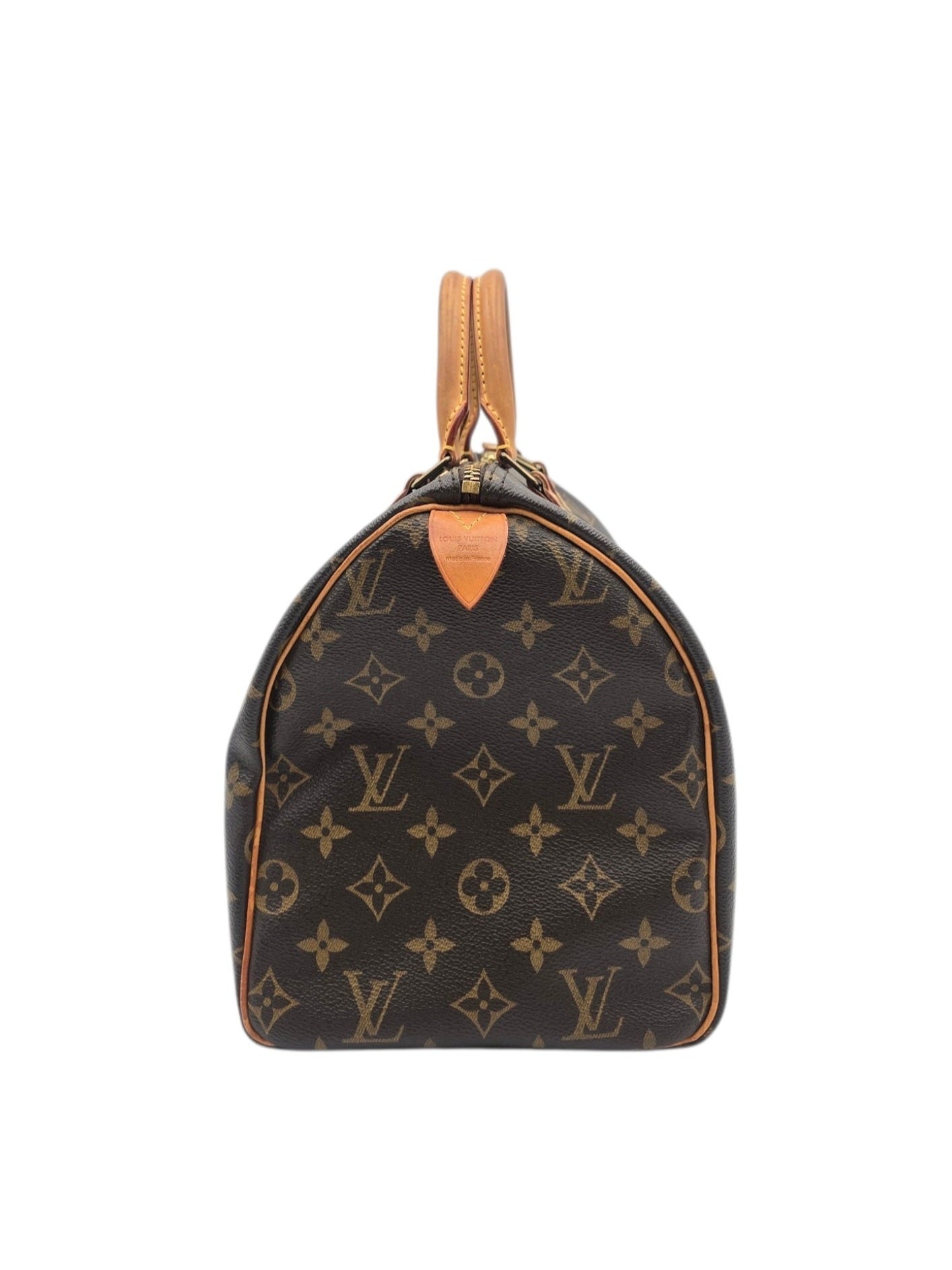 Speedy 30 Brown Top Handle Bag in Monogram Coated Canvas