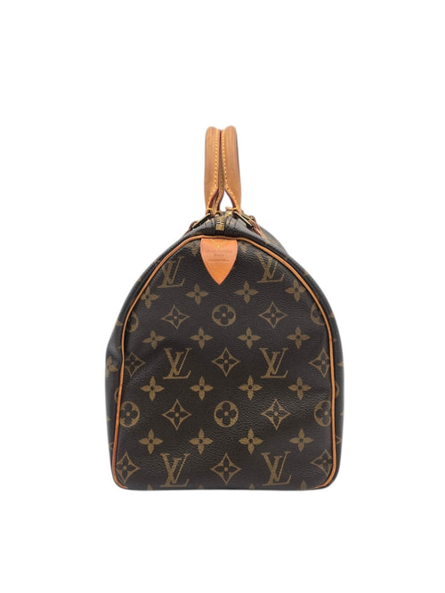 Speedy 30 Brown Top Handle Bag in Monogram Coated Canvas