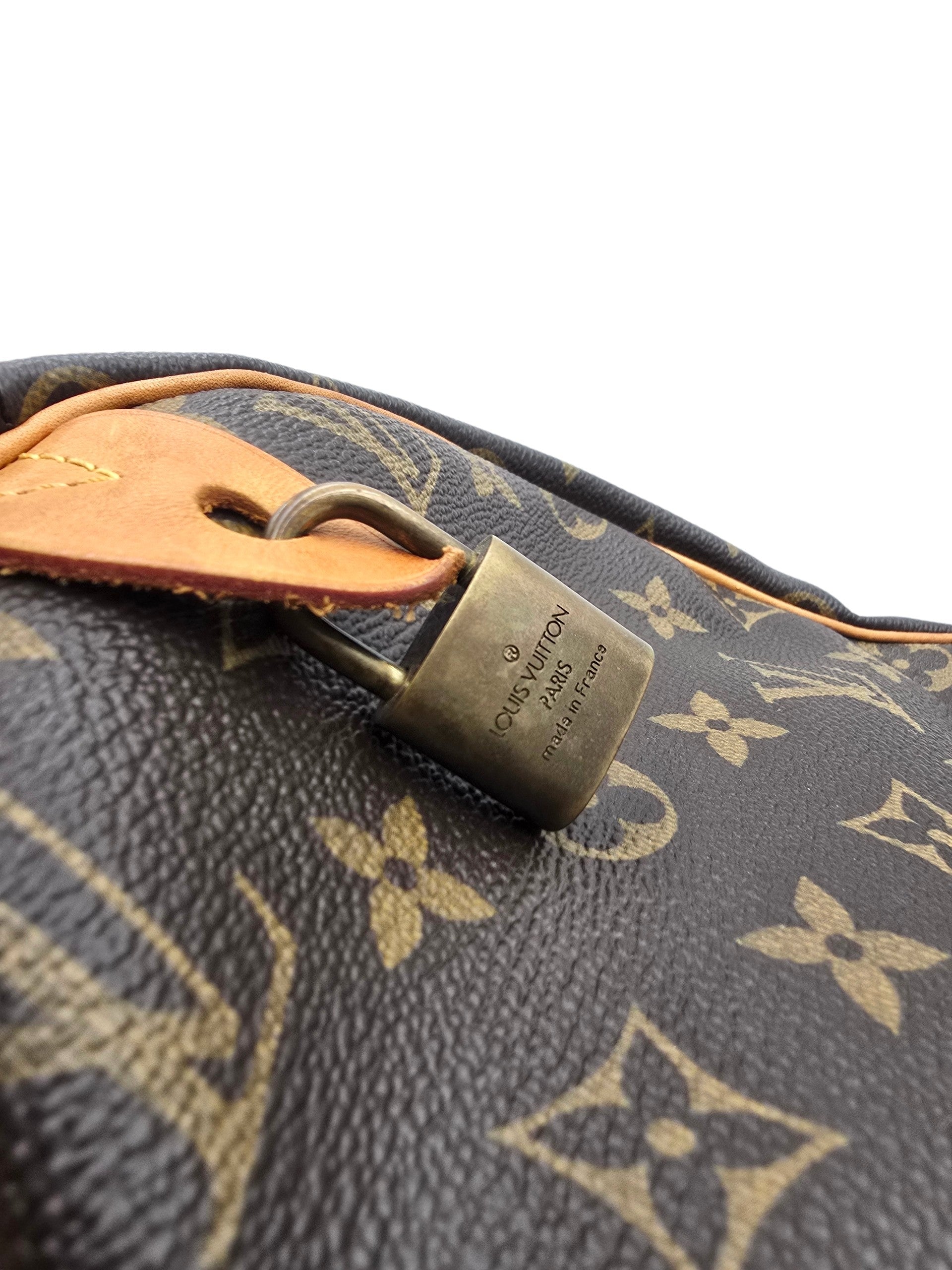 Speedy 30 Brown Top Handle Bag in Monogram Coated Canvas