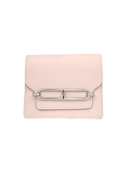 Roulis Slim Mauve Pale Wallet in Chevre Mysore, Palladium hardware