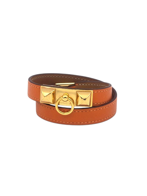 Rivale double tour Small Feu Bracelet in swift, Gold hardware