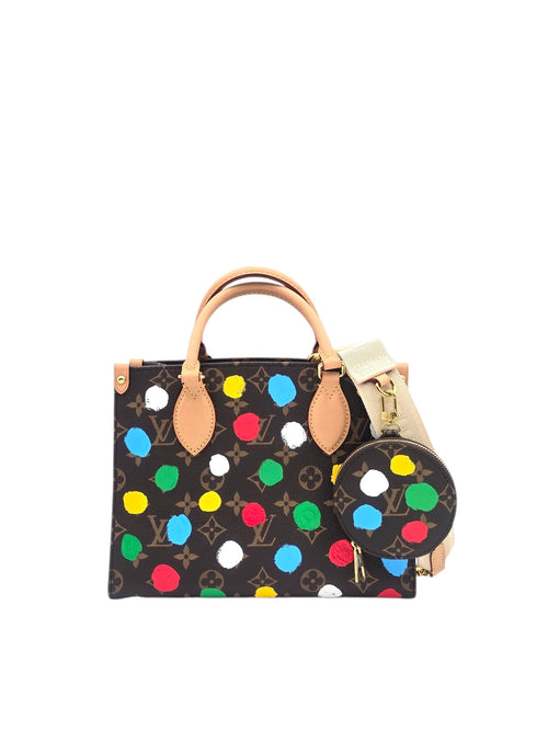 Louis Vuitton x Yayoi Kusama On The Go Brown Crossbody Bag in Monogram Coated Canvas