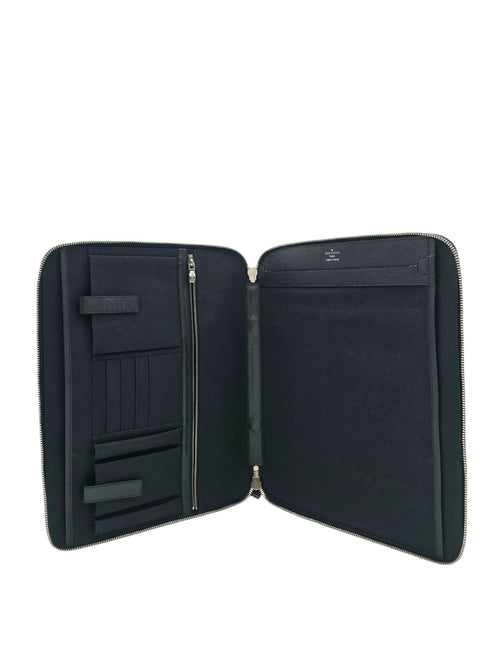 Business portfolio bag Black Top Handle Bag in Taiga Leather, Silver hardware