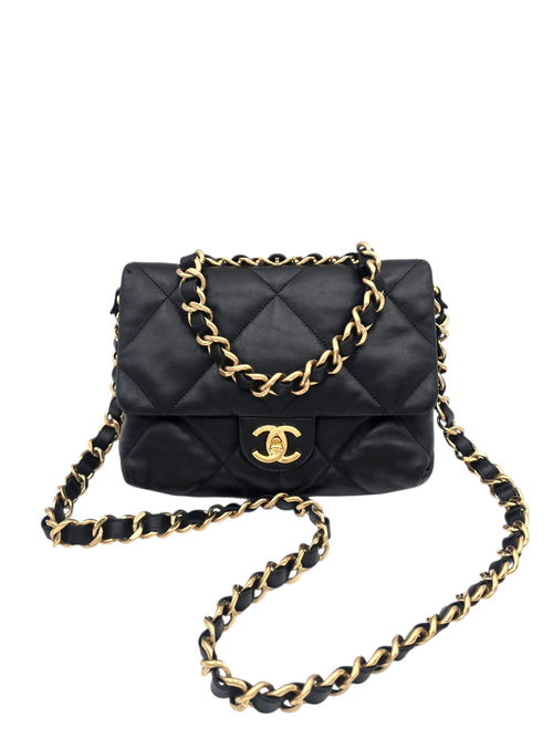 22B Small Black Shoulder Bag in Lambskin, Gold hardware